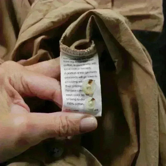 KOTN 100% Egyptian Cotton Khaki Maxi Button Up Collared Shirt Dress Women Size 4 - Picture 13 of 14